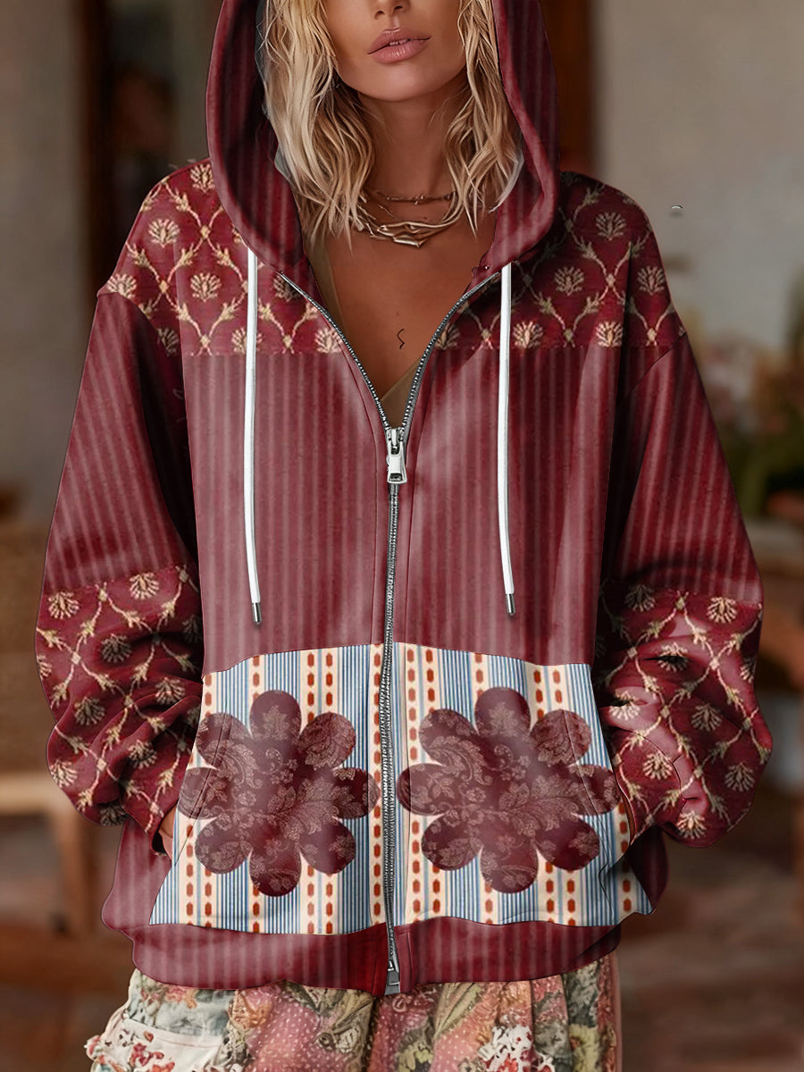 Women's Floral Christmas Cardigan Hooded Cardigan Sweatshirt