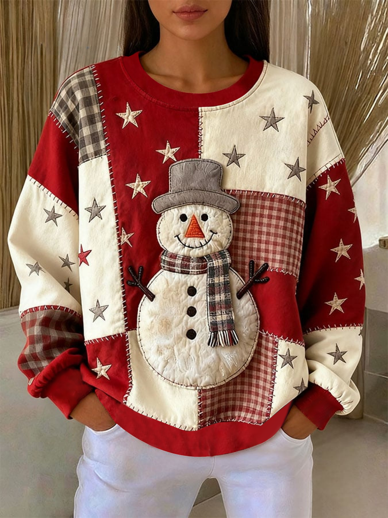 Women's Vintage Christmas Printed Sweatshirt