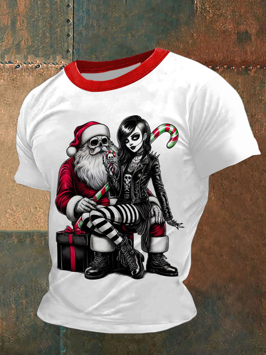 Men's Gothic Christmas Skull Printed Vintage Fashion Loose Short Sleeve T-Shirt