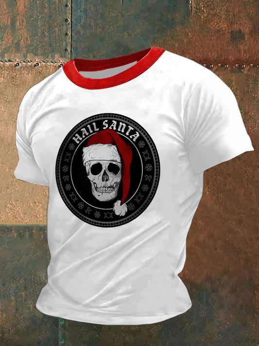 Men's Gothic Christmas Printed Vintage Fashion Loose Short Sleeve T-Shirt