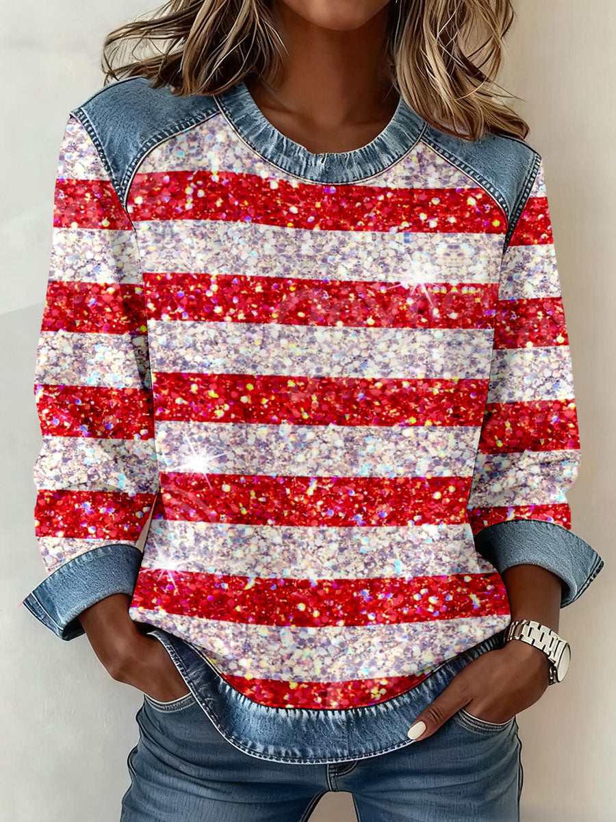 Women's Christmas Striped Sweatshirts