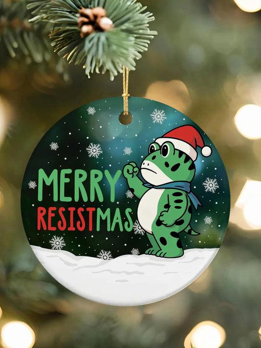 Merry Resistmas Portland Frog Printed Acrylic Decorative Ornament