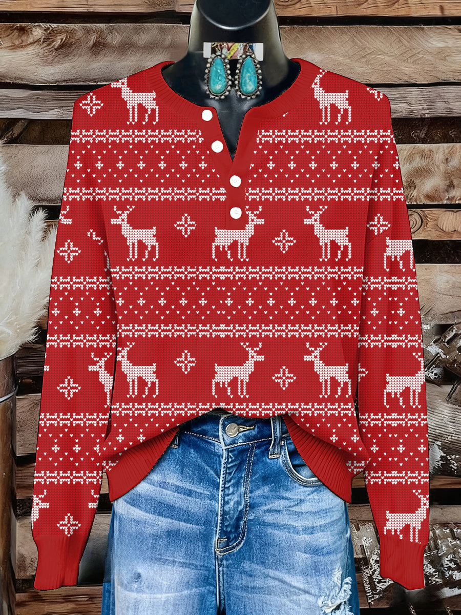 Women's Christmas Print Knit Top