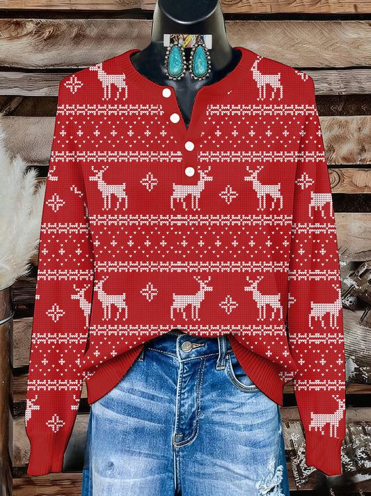 Women's Christmas Print Knit Top