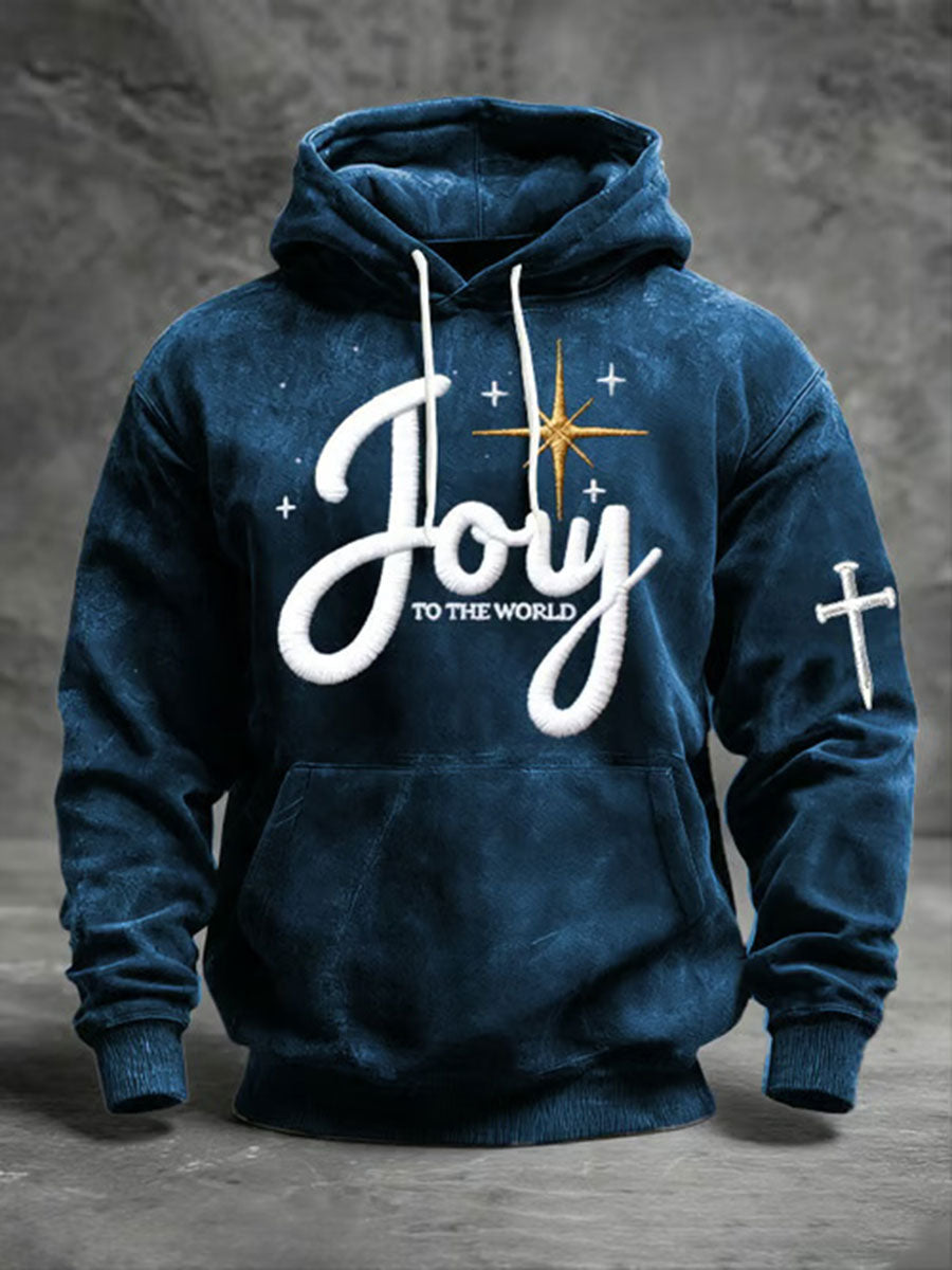 Men's Joy To The World Printed Casual Hoodie