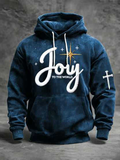 Men's Joy To The World Printed Casual Hoodie