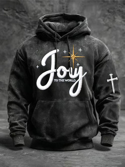 Men's Joy To The World Printed Casual Hoodie