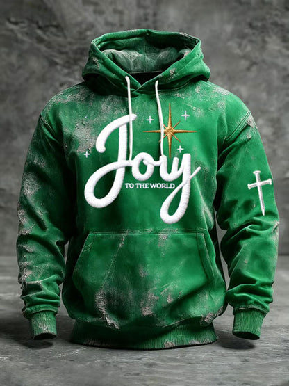 Men's Joy To The World Printed Casual Hoodie